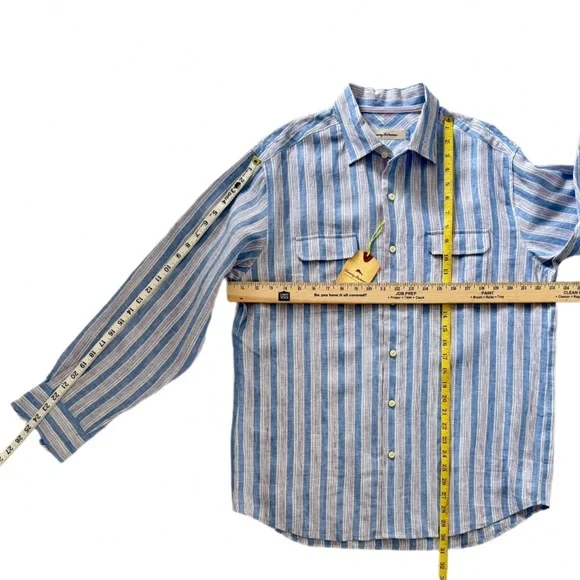 NWT Tommy Bahama BELIZE ME STRIPE Long Sleeve Linen Shirt  – Size Medium - Picture 6 of 11